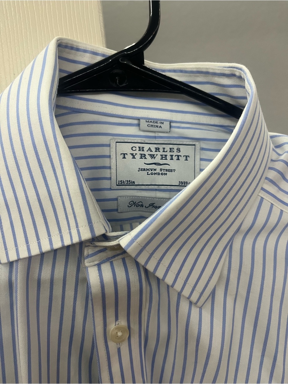Charles Tyrwhitt White Shirt with Light Blue Stripes